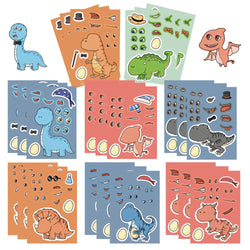 8/16Sheets Cute Dinosaur Puzzle Stickers Make-a-Face Games Toy Create Your Own DIY Funny Cartonn Assemble Jigsaw Children Gift (ONLINE ORDER ONLY)