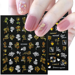 1PC Holographic Laser Heart Nail Stickers-3D Self-Adhesive Golden White Valentines Day Nail Decals For Women Nail Art Decoration (ONLINE ORDER ONLY)