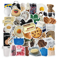 10/30/50PCS Ins Style Cute Cartoon Stickers Milk Food Biscuit Decal Toy DIY Notebook Suitcase Guitar Laptop Luggage Kids Sticker (Online Order Only)