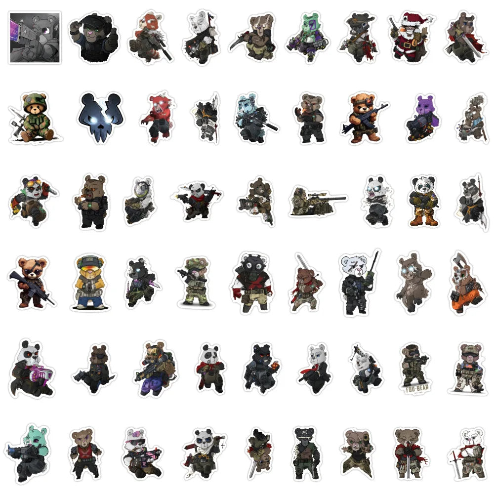10/30/50/100PCS Tactical Teddy Stickers Cool Anima DIY Decoration Scrapbook Luggage Laptop Guitar Car Bike Cartoon Decals Toy (ONLINE ORDER ONLY)