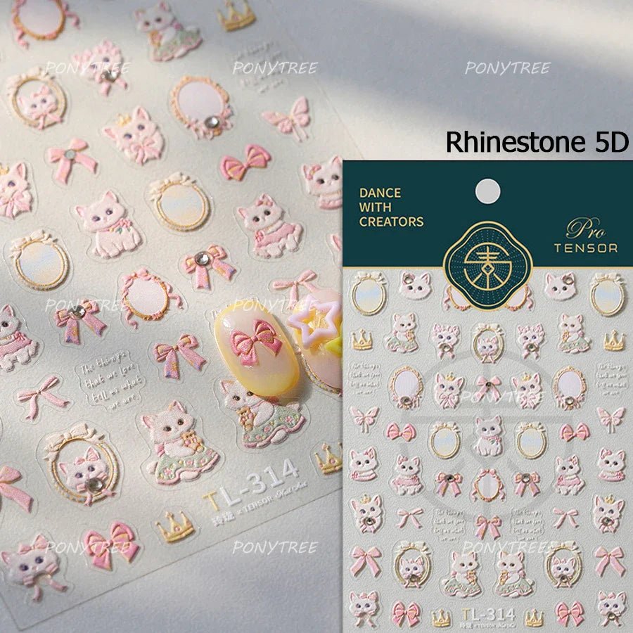 Black Cat Kitten Rabbit Cat's Paw Bowknot Tie Bunny Animals Love Heart Jelly Adhesive Nail Art Stickers Manicure Decal Wholesale (ONLINE ORDER ONLY)