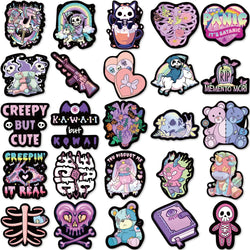 10/30/56pcs Cute Gothic Dark Horror Stickers Halloween Imp Skull Cartoon Decals for Kids Notebook Laptop Guitar Car Sticker Toy (ONLINE ORDER ONLY)