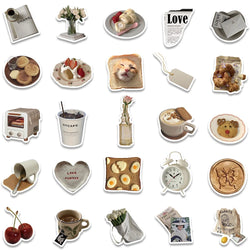 10/30/60pcs Retro Cartoon Ins Style Cute Stickers Vintage Funny Food Decals Phone Suitcase Laptop Notebook Car Wall Sticker Toy (ONLINE ORDER ONLY)