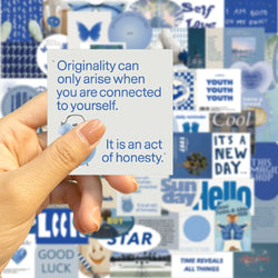 10/30/57PCS Ins Style Cute Blue Stickers Aesthetic Wall Decals PVC Waterproof DIY Skateboard Laptop Phone Fridge Guitar Sticker (ONLINE ORDER ONLY)