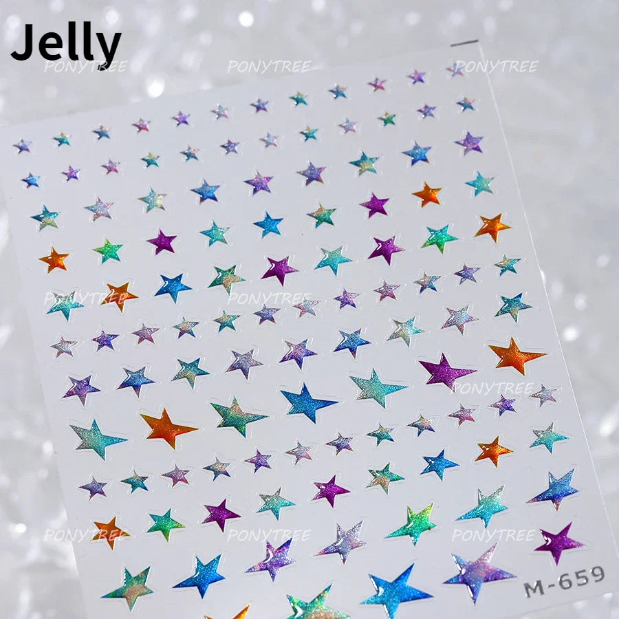 Hollow Out Black Gold Star Starburst Round Dot Night-time Tiny Spot Self Adhesive Nail Art Stickers Manicure Decals Wholesale (ONLINE ORDER ONLY)