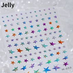 Hollow Out Black Gold Star Starburst Round Dot Night-time Tiny Spot Self Adhesive Nail Art Stickers Manicure Decals Wholesale (ONLINE ORDER ONLY)