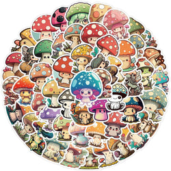 Cartoon Mushroom Stickers 10/30/50pcs for Laptop, Suitcase, DIY, Kids Toys (Online Order Only)