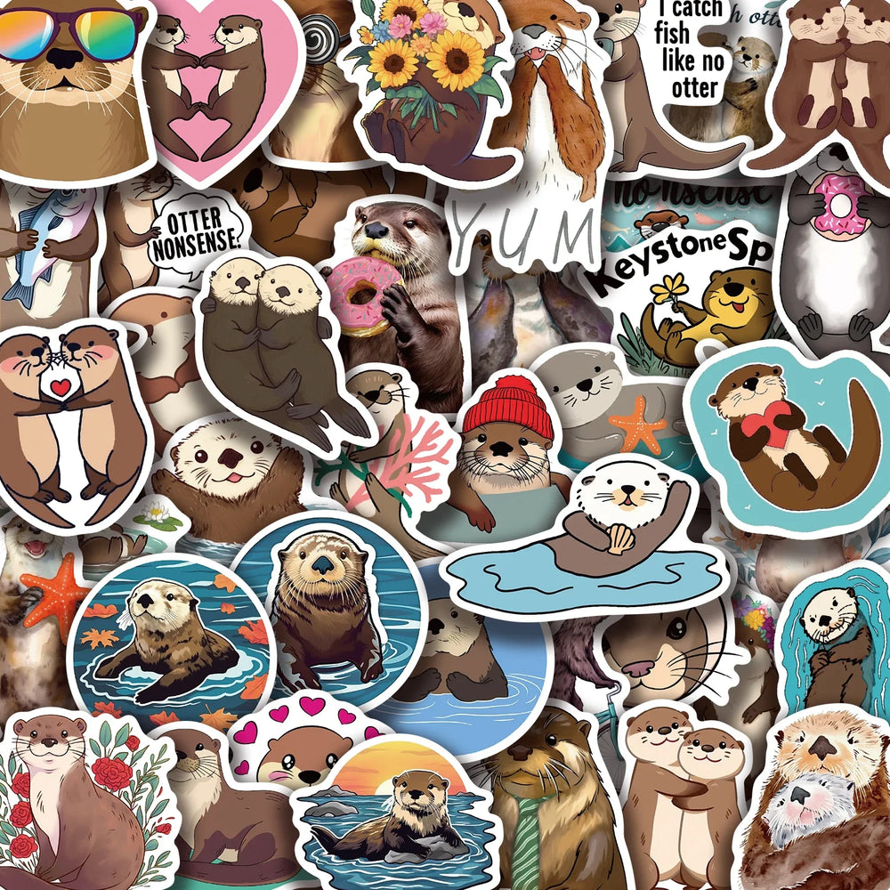 50PCS Cute Otter Animal Cartoon Sticker Decals DIY Phone Laptop Stationery Waterproof Kawaii Kids Decoration Sticker Toys (ONLINE ORDER ONLY)