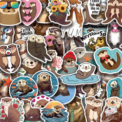 50PCS Cute Otter Animal Cartoon Sticker Decals DIY Phone Laptop Stationery Waterproof Kawaii Kids Decoration Sticker Toys (ONLINE ORDER ONLY)