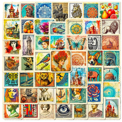Antique Vintage Stamp Stickers for Phone Laptop Luggage Skateboard Decals (Online Order Only)
