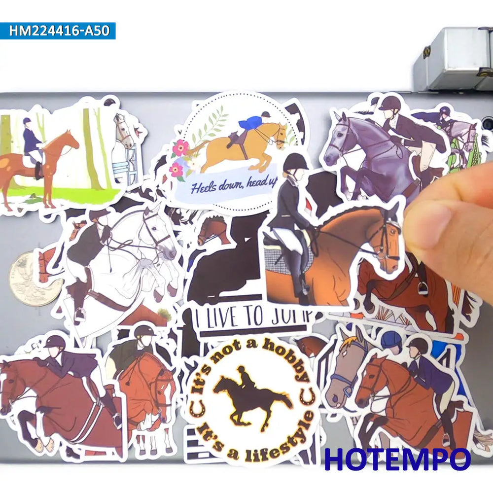 20/30/50Pieces Equestrian Style Retro Sports Horses Graffiti Funny Stickers for Scrapbook Luggage Bike Car Phone Laptop Sticker (Online Order Only)