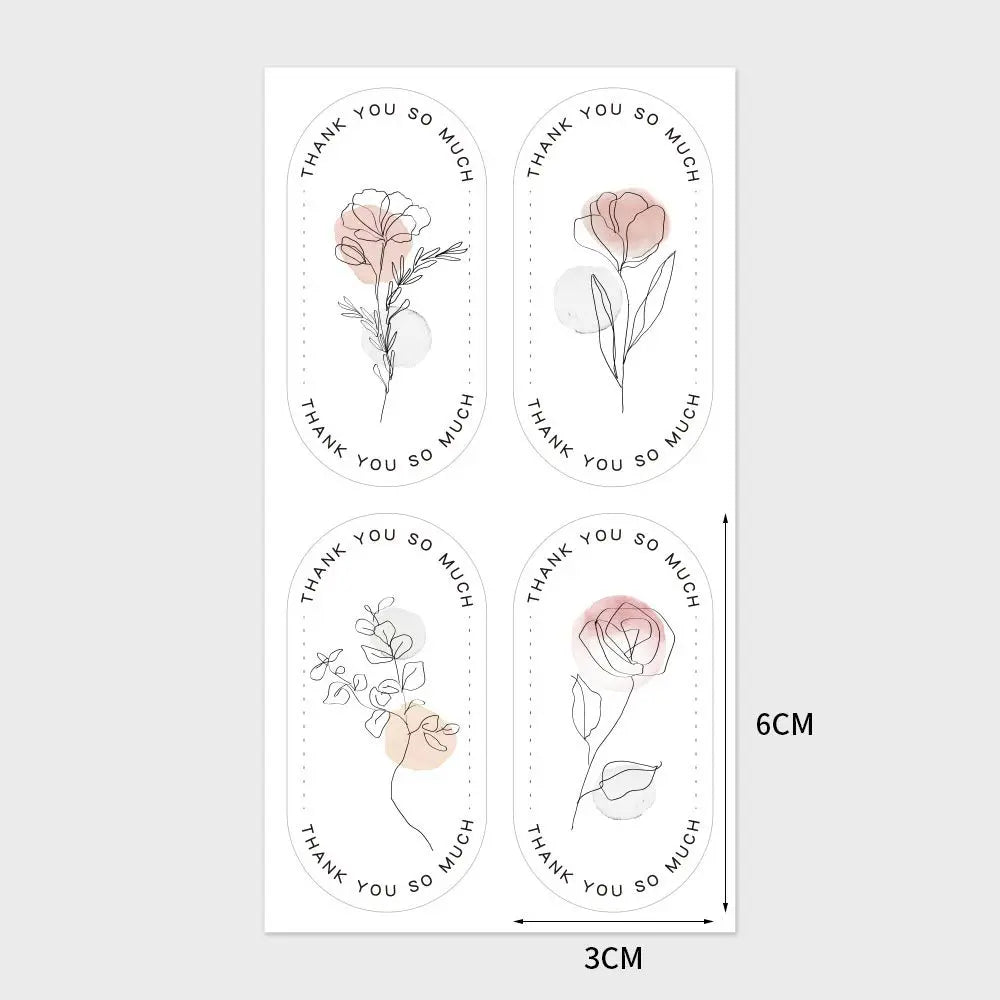 100Pcs Cartoon Thank You Stickers for Gift Packaging, Bouquets, Food, Stationery, Adhesive Labels (ONLINE ORDER ONLY)