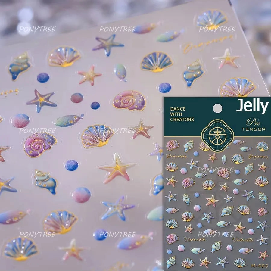 Colorful Bubbles Star Shiny Dreamy Glass Shards Flat 5D Soft Embossed Relief Self Adhesive Nail Art Sticker Chic Manicure Decal (ONLINE ORDER ONLY)