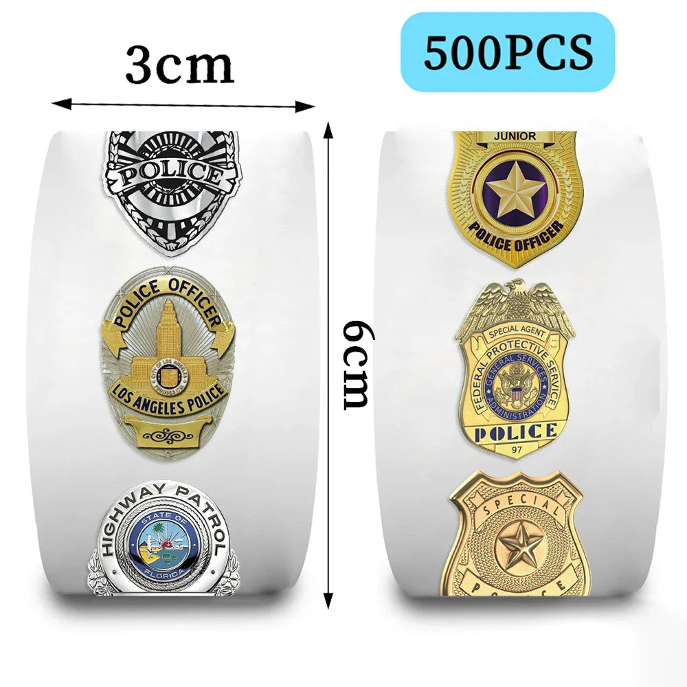 500pcs Police Badge Stickers for Children Kids Rolling Reward Roll Stickers Small Packaging Pack Stickers Photocard Decor Lables (ONLINE ORDER ONLY)