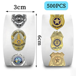 500pcs Police Badge Stickers for Children Kids Rolling Reward Roll Stickers Small Packaging Pack Stickers Photocard Decor Lables (ONLINE ORDER ONLY)