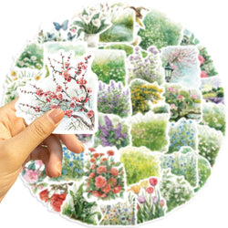 50pcs Watercolor Summer Flower Stickers Laptop Suitcase Graffiti Skateboard Luggage Waterproof PVC Stickers Kids Gift Toys (Online Order Only)
