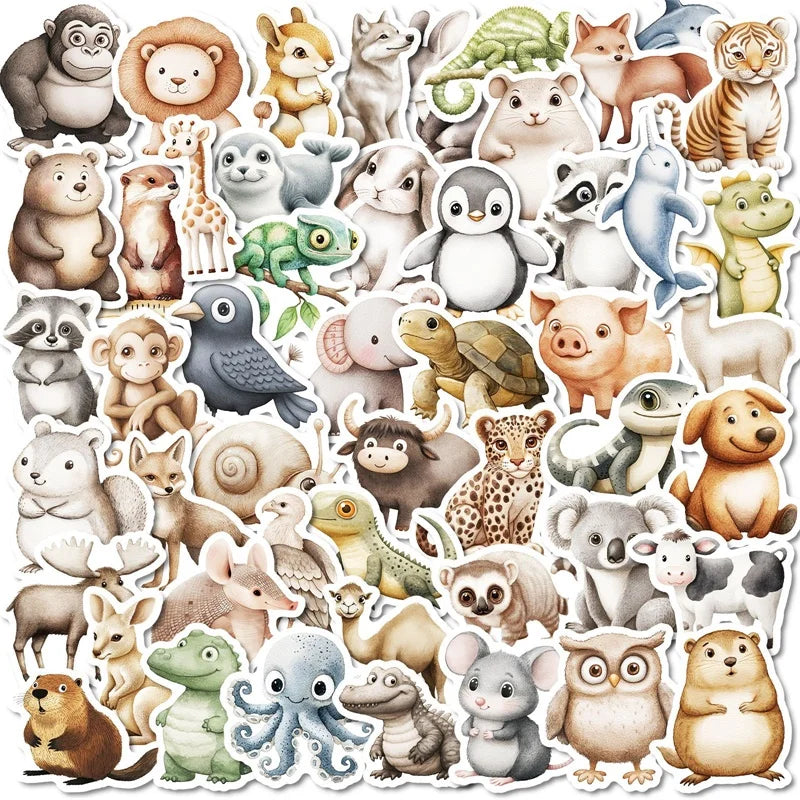 10/30/50PCS 3D Simple Animal Sticky PVC Sticker Aesthetic Children's Stationery DIY Decoration Scrapbooking School Supplies (ONLINE ORDER ONLY)