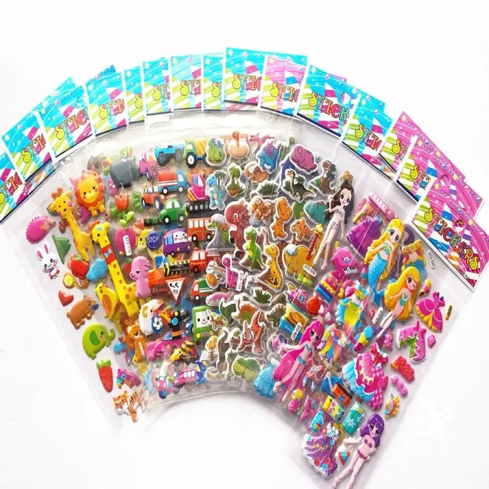 40 Mixed Packs Kids Stickers Puffy Bulk Stickers for Girl Boy Birthday Gift Scrapbooking Animals Cartoon (Online Order Only)