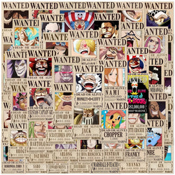 One Piece Wanted Posters Stickers: 50pcs Cool Anime Decals (ONLINE ORDER ONLY)