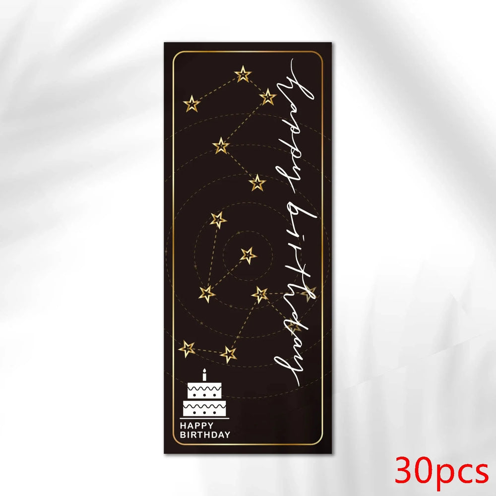 10-30pcs "Happy Birthday To You" Stickers 6*15cm Pink Blue Black Birthday Gift Package Decor Seal Labels Exquisite Stickers (Online Order Only)