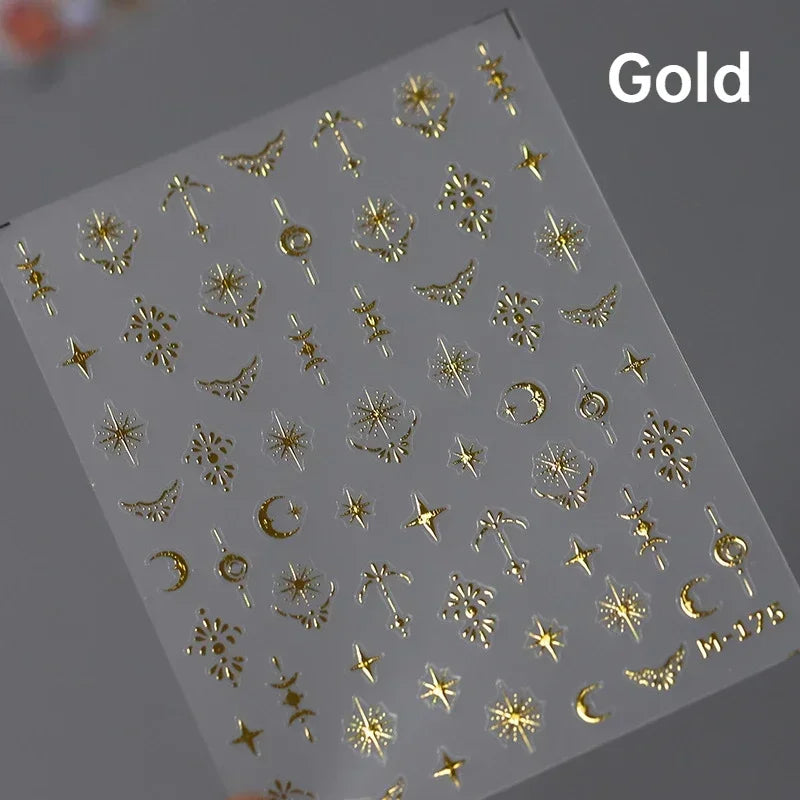 Shiny Laser Constellation Totem Pink Blue Gold Silver Shell Starfish Moon Star 3D Self Adhesive Nail Art Sticker Manicure Decals (ONLINE ORDER ONLY)
