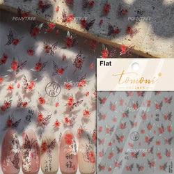 Gradual Asymmetric Butterfly Rose Flower Moon Ancient Poem 5D Reliefs Self Adhesive Nail Stickers JellyManicure Decals Wholesale (Online Order Only)