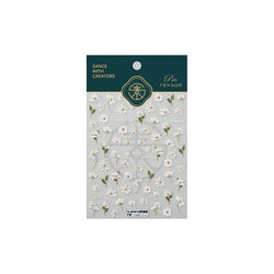 Mountain Daisy Wild Flower Mini Green Leaves White Petal Romantic Embossed Reliefs Adhesive Nail Art Stickers Manicure Decals (ONLINE ORDER ONLY)