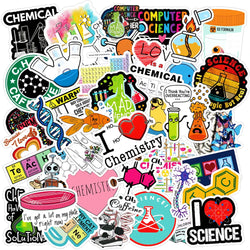 Funny Science Chemistry Biology Stickers - Laptop, Motorcycle, Suitcase, Phone, Car Decoration (10/30/50pcs) (Online Order Only)