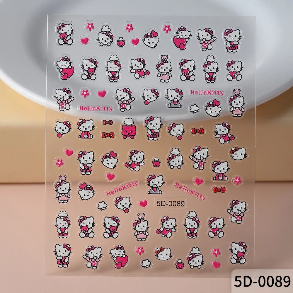 1pc 5D Pink/Black Hello Kitty Nail Art Stickers Anime Cartoon Japanese Cartoon KT Cat Manicure Decal Luxury DIY Nail Accessories (ONLINE ORDER ONLY)