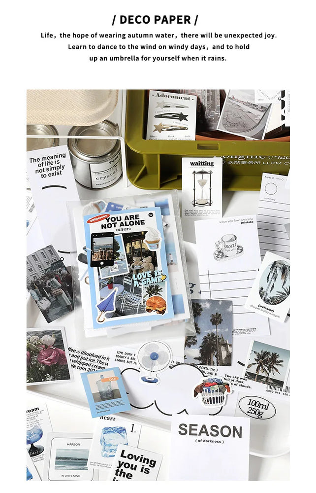 200Pcs/set Korean Style Fresh Sticker Note Paper Material Pack For Handbook Diary Collage DIY Scrapbooking Decoration Stationery (Online Order Only)