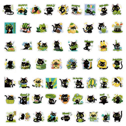 10/30/60PCS Cute Black Cat Stickers Toy DIY Notebook Phone Bike Fridge Skateboard Suitcase Waterproof Cartoon Decal Kids Sticker (ONLINE ORDER ONLY)