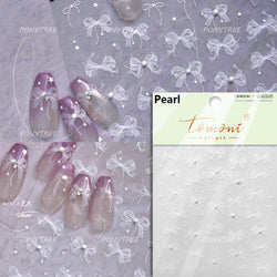 White Pearl Various Bowknot Line Tassel Tender Ribbon Arc Charming Self Adhesive Nail Art Decorations Stickers Manicure Decals (ONLINE ORDER ONLY)
