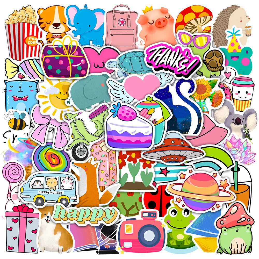 50pcs Vsco Style Graffiti Stickers for Helmet, Wall, DIY Decoration with Storage Box (Online Order Only)