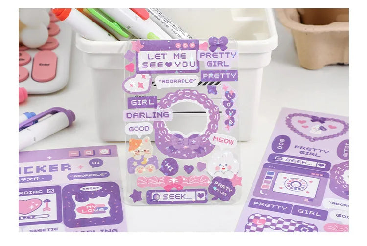 Cute Sweet attack series Stickers Text Dialog Idol Card DIY Material Scrapbooking Decorative Sticker Personalized Stationery (ONLINE ORDER ONLY)