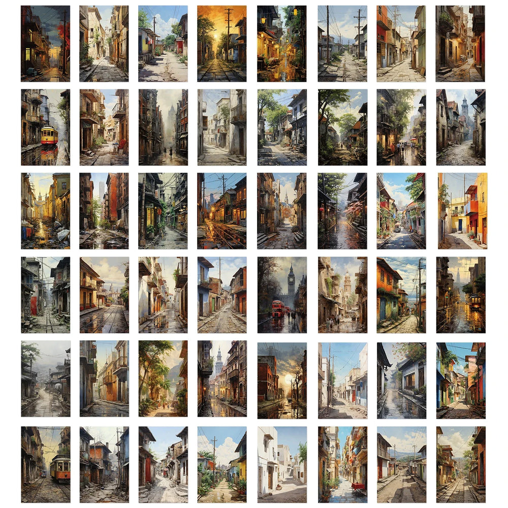 50pcs Retro Acrylic City Streets Stickers For Guitar DIY Toy For Bicycle Skateboard Laptop Luggage Decor Sticker Decals (ONLINE ORDER ONLY)