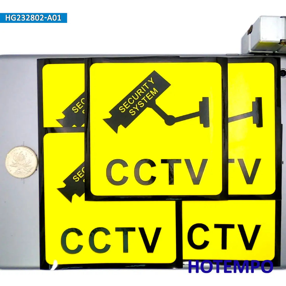 1 Pieces Caution Signs Security Camera Alert CCTV Warning Stickers for Wall Room Glass Luggage Motorcycle Car Waterproof Sticker (ONLINE ORDER ONLY)