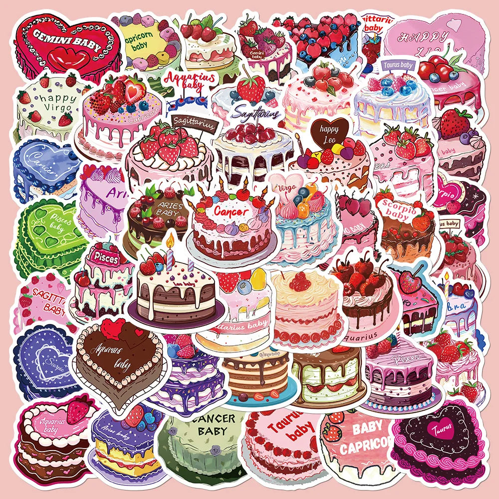 50Pcs Constellation Cake Stickers for Helmet, Desktop, Wall Decoration (ONLINE ORDER ONLY)
