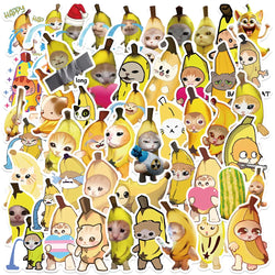 50PCS Kawaii Banana Cat Meme Stickers Pack for Scrapbook, Notebook, Phone, Diary, Graffiti (Online Order Only)