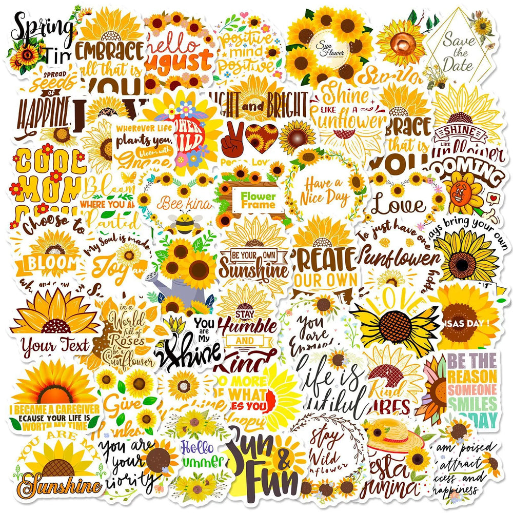 Sunflower Cartoon Stickers 10/25/50pcs for DIY Decor, Water Bottle, Laptop, Skateboard (Online Order Only)