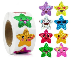 500pcs/1lot Glitter Star Stickers for Kids School Teacher Reward Sticker Party Decor Small Business Label Scrapbooking Stickers (ONLINE ORDER ONLY)