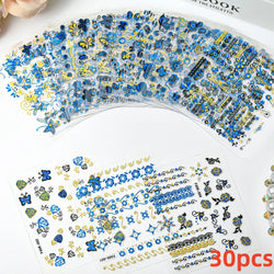 50 Sheets! 3D Flower Nail Art Stickers Decals NOT Repeat Black/White/Colorful Self Adhesive Nail Sticker Decals Random Pattern * (ONLINE ORDER ONLY)