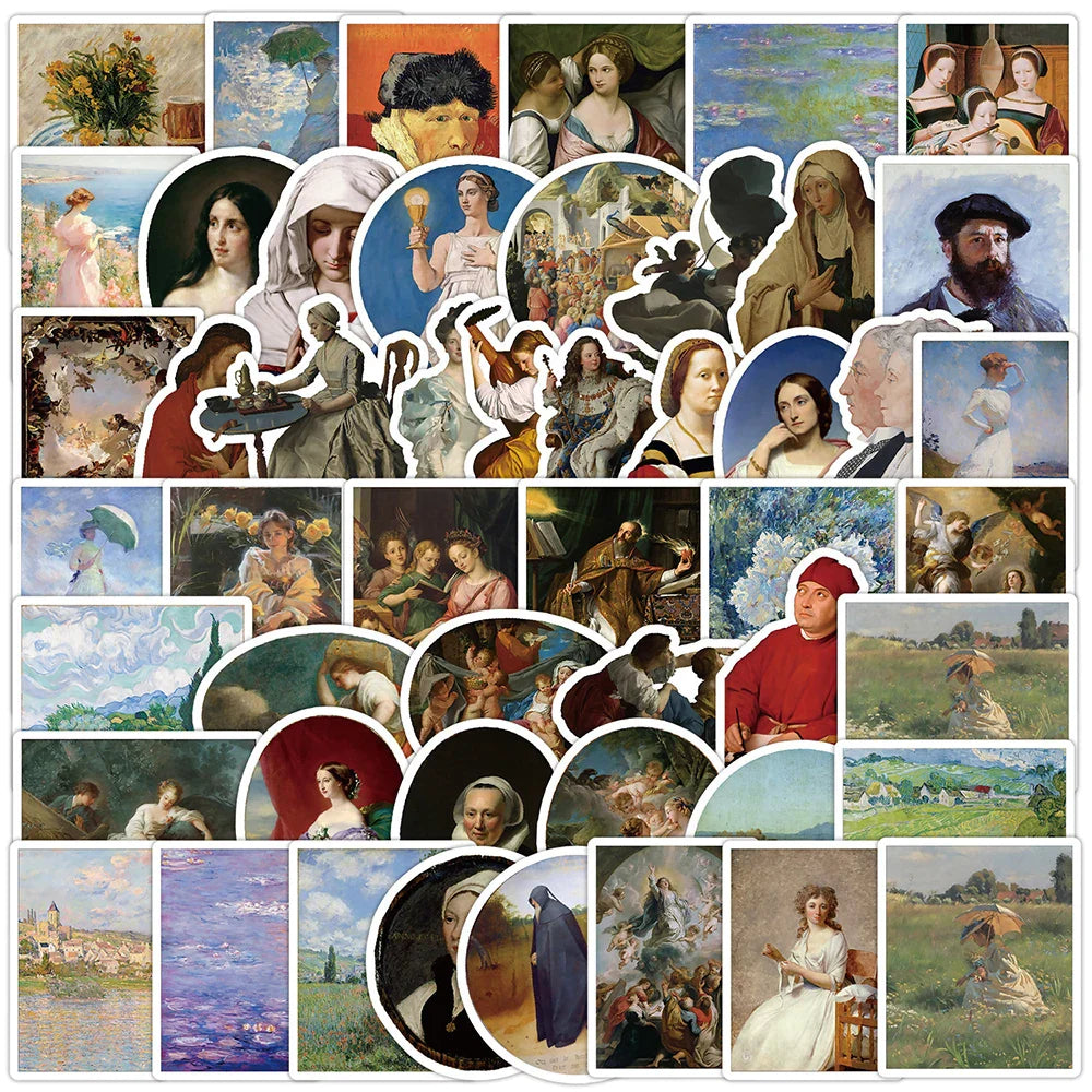 Van Gogh Art Stickers: 10/30/50PCS Oil Painting Decals for DIY Skateboard, Phone, Bike, Notebook, Suitcase (Online Order Only)
