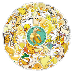 10/30/54PCS Banana Cartoon Stickers Funny Duck Graffiti Sticker Fridge Luggage Laptop Phone Guitar Skateboard Decals Kids Toys (ONLINE ORDER ONLY)