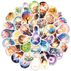 10/30/50pcs Cute World In Bulb Cartoon Stickers Aesthetic Decals Laptop Phone Suitcase Phone Car Decoration Sticker Kids Toys (ONLINE ORDER ONLY)