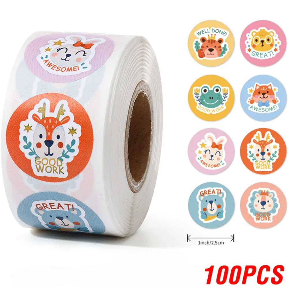 100-500Pcs Teacher Reward Sticker Fun Motivation Animal Sticker For School Teacher Student Stationery Stickers (ONLINE ORDER ONLY)