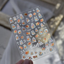 Bagful Brocaded Carp Goldfish Jellyfish Water Bubbles Seahorse Ocean Starfish Whale Adhesive Nail Art Stickers Manicure Decals (ONLINE ORDER ONLY)