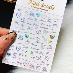 1PC Heart Love Design 3D Nail Art Sticker English Letter Self-Adhesive Slider Valentine's Day DIY Manicure Tips Accessories Tool (ONLINE ORDER ONLY)