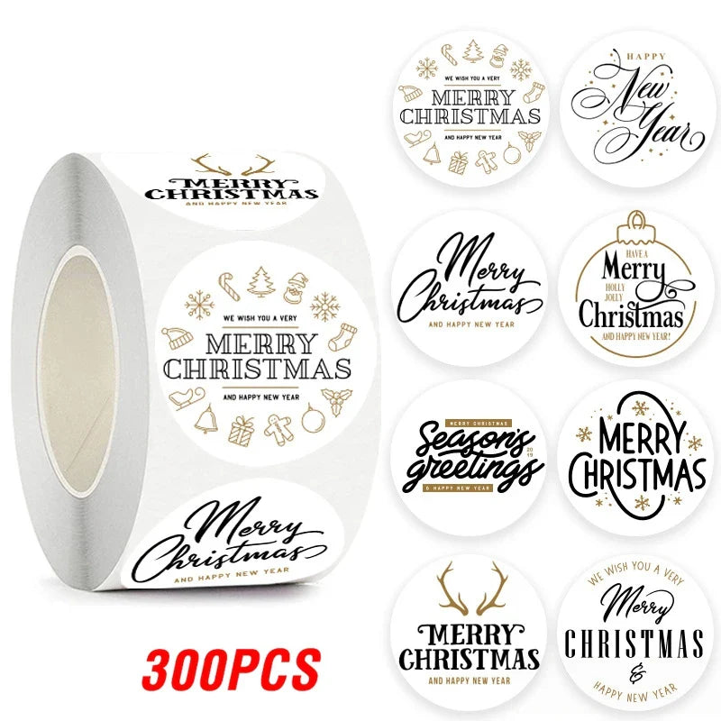 100-500pcs Merry Christmas Sticker Holiday Party New Year Decoration Gift Box Seal Sticker Baking Label Packaging Sticker (ONLINE ORDER ONLY)