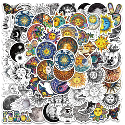 64pcs Gothic Witch Moon Sun Stickers Aesthetic Decals for Laptop Guitar Phone Scrapbook (ONLINE ORDER ONLY)