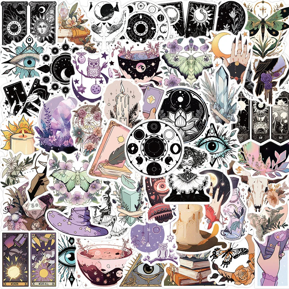 10/30/50pcs Bohemian Gothic Magic Witch Graffiti Stickers Decals Laptop Phone Luggage Skateboard Car Decoration Sticker Kid Toy (ONLINE ORDER ONLY)